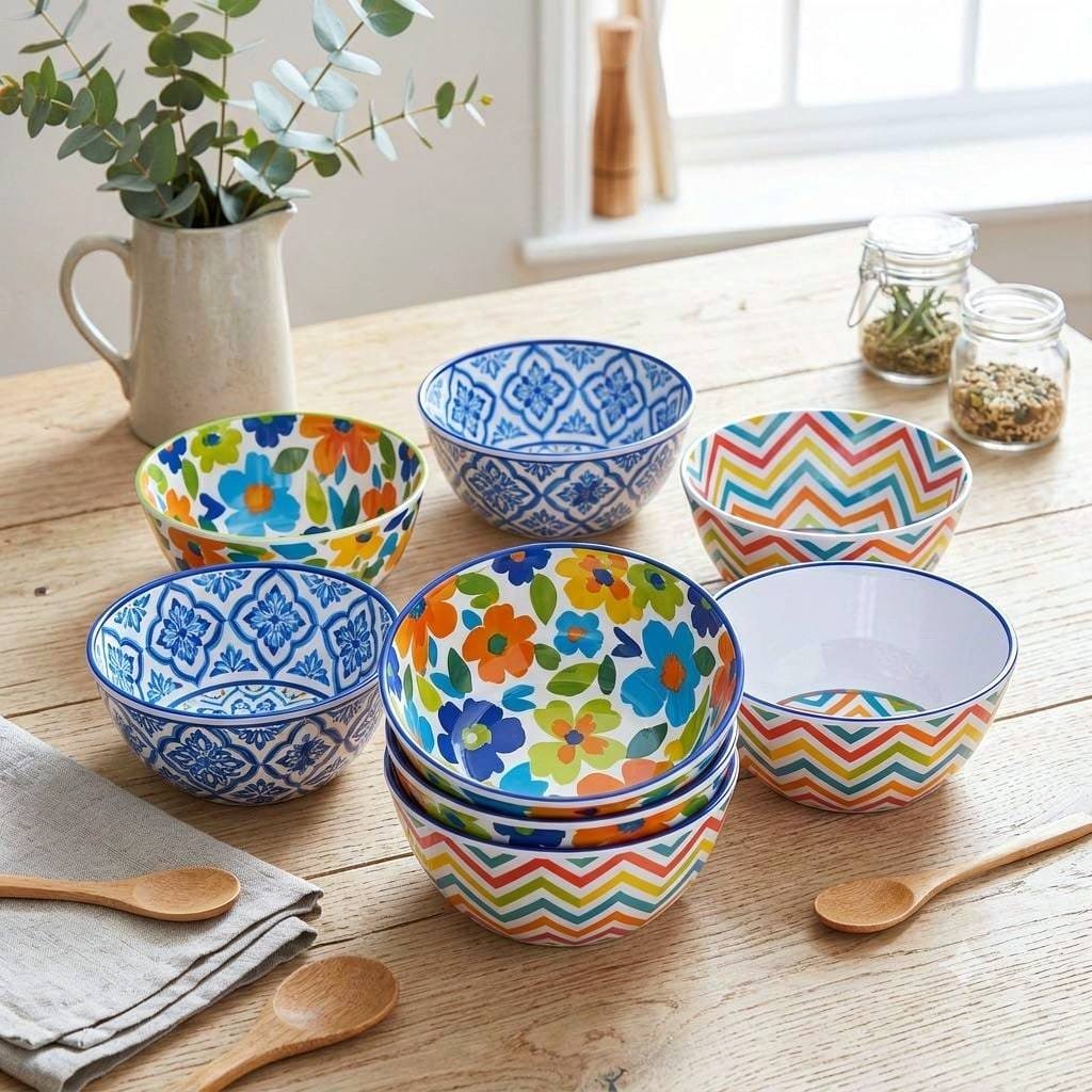 "Melamine bowl set of 6 in assorted colors "